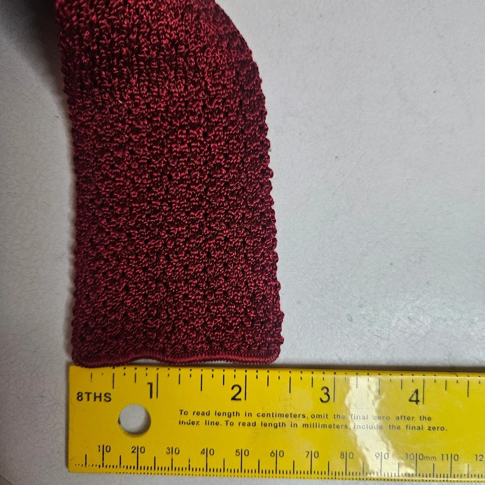 Vintage Harpur Detroit Burgundy Knit Tie Square End Maroon Crochet‎ Necktie